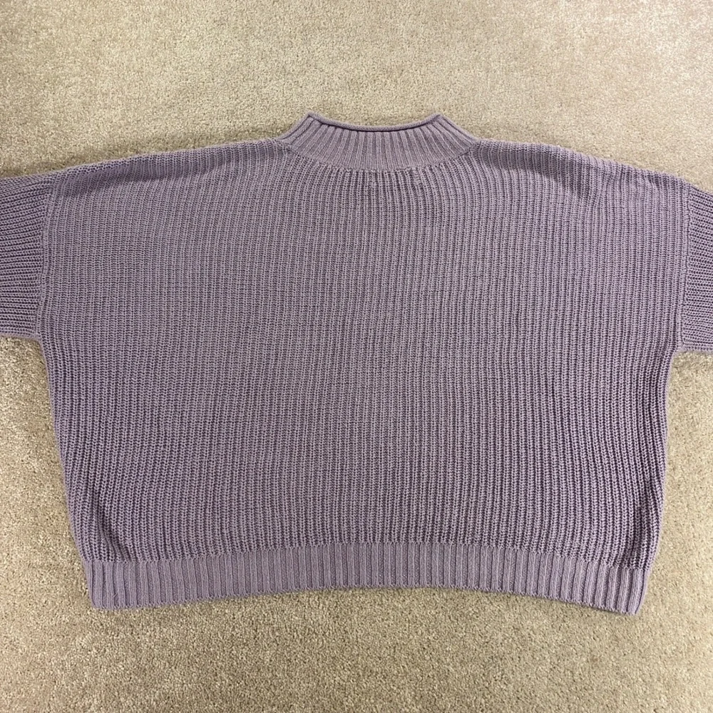 Hollister Mock Neck Sweater Womens Large Shaker Knit Cropped Relaxed Pullover